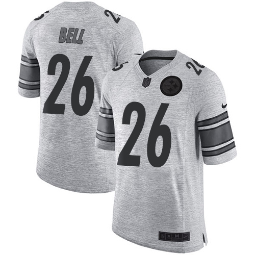Nike Steelers #26 Le'Veon Bell Gray Men's Stitched NFL Limited Gridiron Gray II Jersey - Click Image to Close